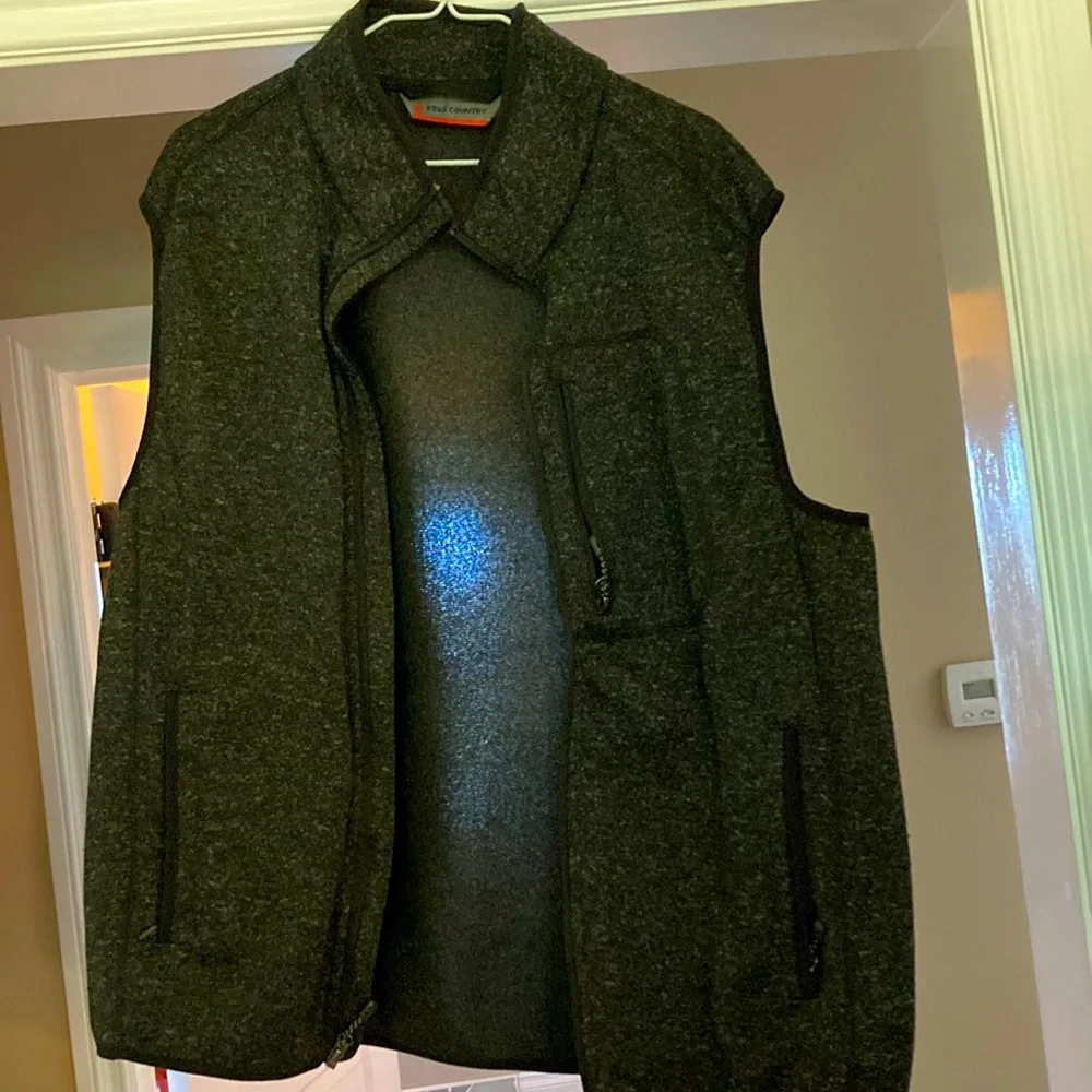 Free Country mens Sz XL lightweight grey tweed vest full zip - Picture 1 of 3
